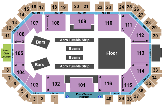 Scheels Arena American Gold Gymnastics Seating Chart